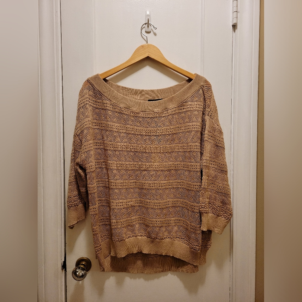Express NWT Tan Off The Shoulder Crochet Boho Top Women's Size XL